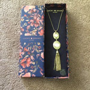 Lucky Brand Goldtone Long Moon Stone Necklace #3334 NIB